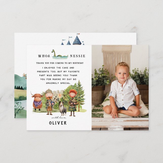 Schottische Birthday Party | Foto Vielen Dank Dankeskarte (Vorne/Hinten)