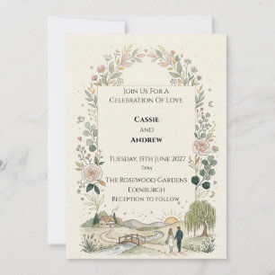Schottische botanische Hochzeit Einladung