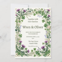 Schottische botanische Kranz-Hochzeitseinladung |