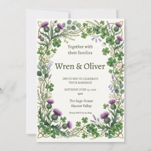 Schottische botanische Kranz-Hochzeitseinladung    Einladung