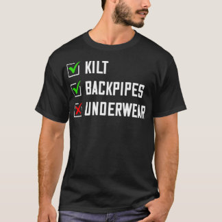 Schottische Checkliste Kilometerlange Bagpipe Unde T-Shirt