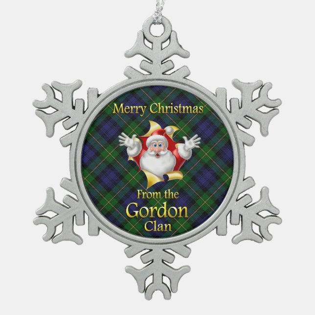 Schottische Clan-Gordon-Weihnachtsverzierung Schneeflocken Zinn-Ornament (Vorderseite)