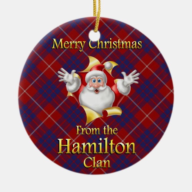 Schottische Clan-Hamilton-Weihnachtsverzierung Keramik Ornament (Vorne)