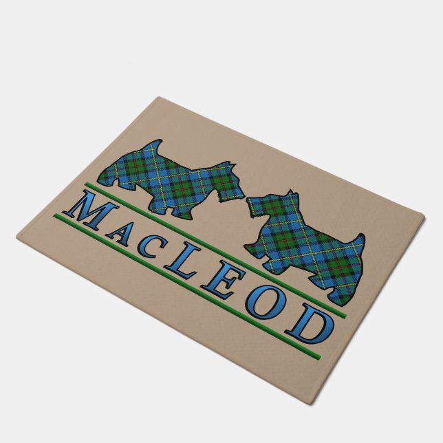 Schottische Clan MacLeod Tartanscottie-Hunde Fußmatte (Schrägansicht)
