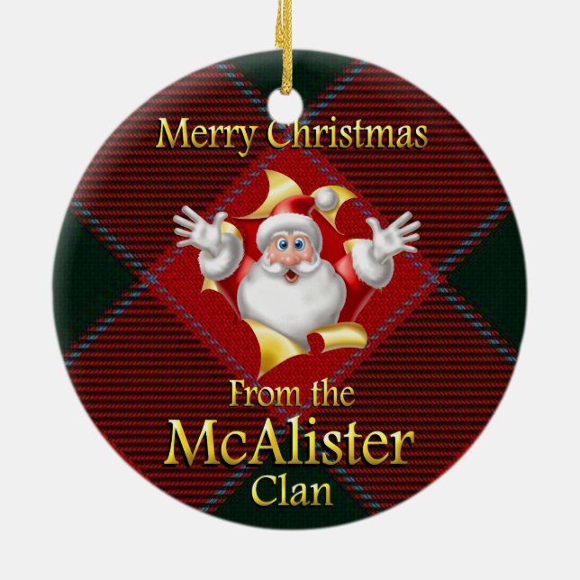 Schottische Clan McAlister Weihnachtsverzierung Keramikornament (Hinten)