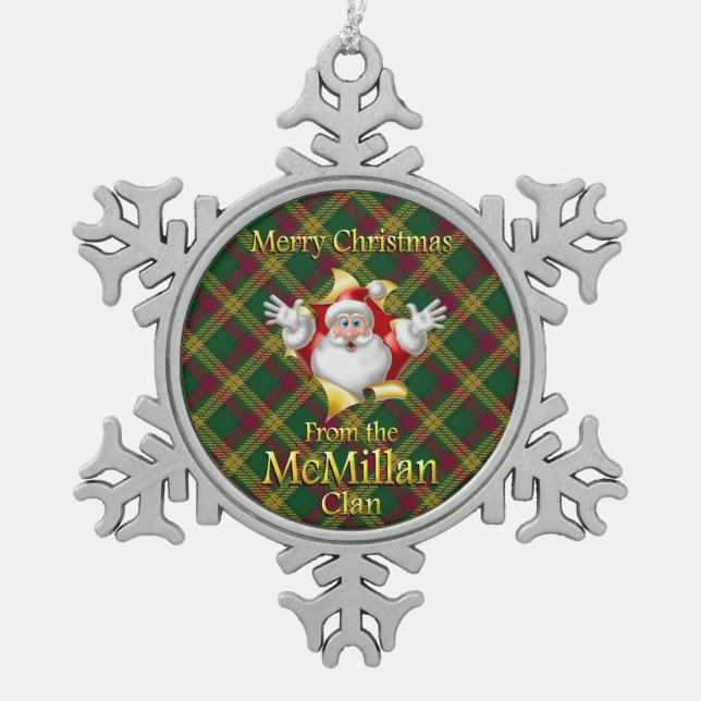 Schottische Clan McMillan Weihnachtsverzierung Schneeflocken Zinn-Ornament (Vorderseite)