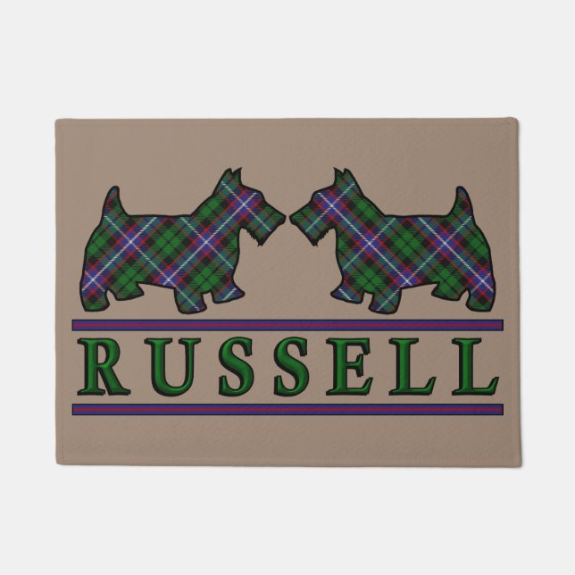 Schottische Clan-RussellTartanscottie-Hunde Fußmatte (Vorderseite)