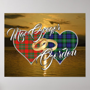 Schottische Clans Hochzeitsring Tartan Herzen Poster