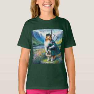 Schottische Collie-Serenade – Dudelsack & Tartan-L T-Shirt