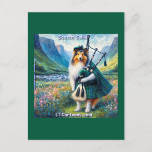 Schottische Collie-Serenade – Dudelsack und Tartan Postkarte