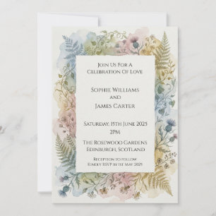 Schottische Distel-Aquarell-Botanical-Hochzeit Einladung