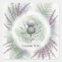 Schottische Distel-Aquarell-Hochzeitsquadrat-Aufkl