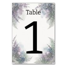 Schottische Distel-Aquarell-Hochzeitstisch-Nummer