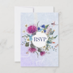 Schottische Distel-Blumen-Hochzeits-RSVP RSVP Karte