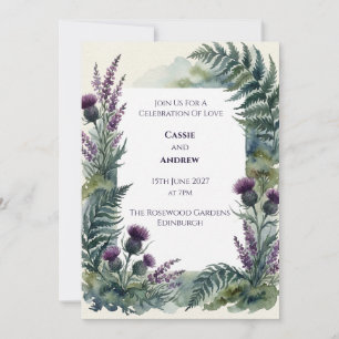 Schottische Distel-Farn-Hochzeitseinladung Einladung