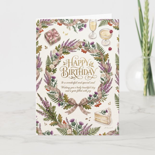Schottische Distel-Geburtstag Karte (Vorderseite)