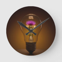 Schottische Distel Glühbirne Rundwanduhr
