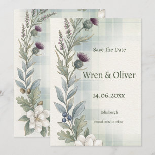 Schottische Distel-Heide-Wildblume - Hochzeitseinl Save The Date