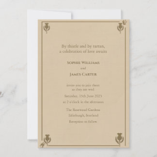 Schottische Distel-Hochzeitseinladung | Elegantes Einladung