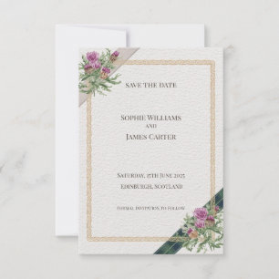 Schottische Distel-Keltische-Tartan-Hochzeit  Save The Date