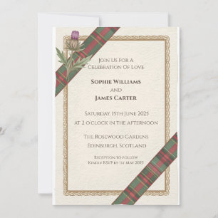 Schottische Distel-Keltische-Tartan-Hochzeitseinla Einladung