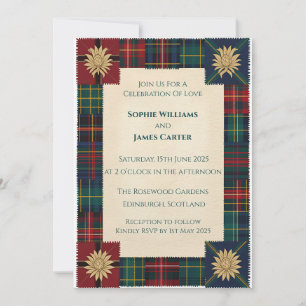 Schottische Distel-Keltische-Tartan-Hochzeitseinla Einladung