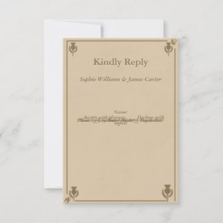 Schottische Distel-RSVP-Karte | Elegante Hochzeits RSVP Karte