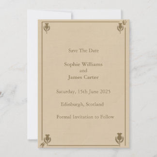 Schottische Distel Save-the-Date-Karte | Elegantes Save The Date