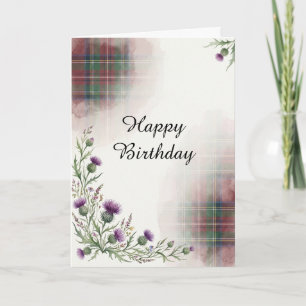 Schottische Distel-Tartan-Geburtstagskarte Karte