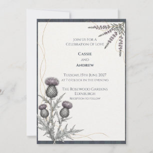 Schottische Distel-Tartan-Hochzeitseinladung Einladung