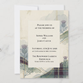Schottische Distel-Tartan-Hochzeitseinladung Einladung