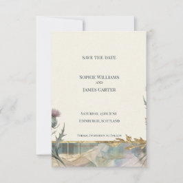 Schottische Distel-Tartan-Hochzeitseinladungskarte Save The Date