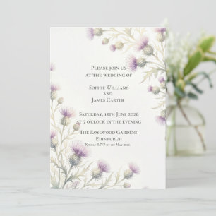 Schottische Distel-Wildblumen-Rand-Hochzeit Einladung