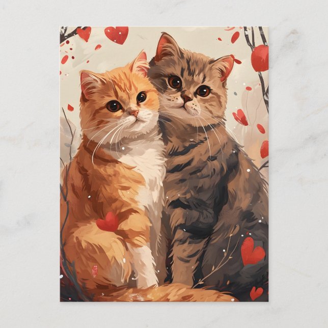 Schottische Falten Katzen Valentinstag Postkarte (Vorderseite)