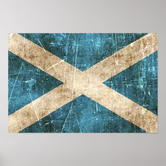 Schottische Flagge mit Vintagem Alter Poster (Vorne)