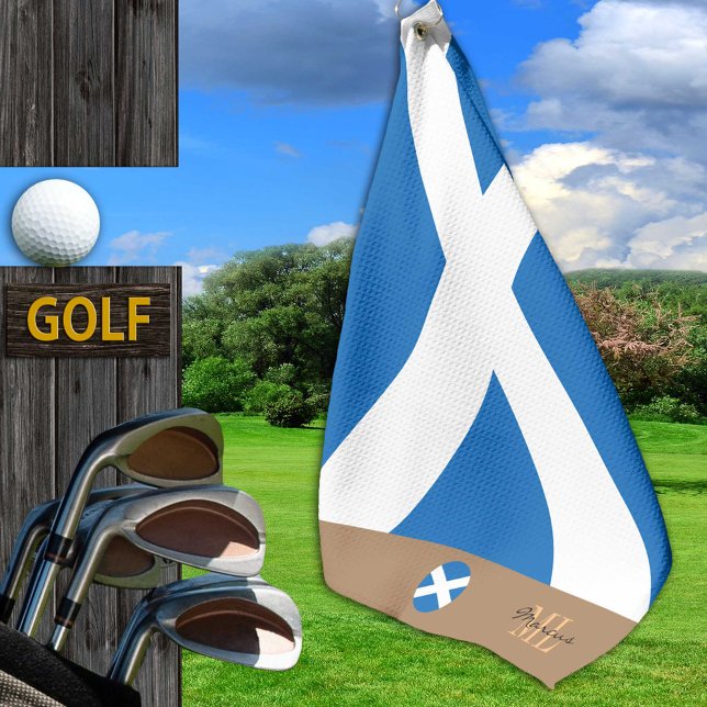 Schottische Flagge & Schottland, mit Monogramm / G Golfhandtuch (Von Creator hochgeladen)