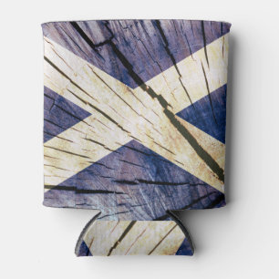 Schottische Flagge - Tree Trunk Wood Dosenkühler