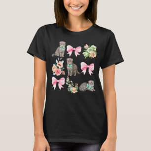 Schottische Fold-Katze Coquette Toile Rosa Schleif T-Shirt