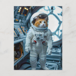 Schottische Fold-Katze in Weltraumkapsel Feiertagspostkarte