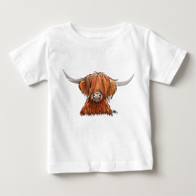 Schottische Hairy Highland Kuh ' HARLEY '. Baby T-shirt (Vorderseite)