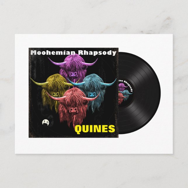 Schottische Highland Cow. Moohemian Rhapsody Postkarte (Vorderseite)