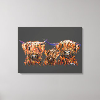 Schottische Highland Cows ' Die Mandarinen auf Gra Leinwanddruck