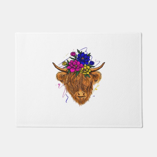 Schottische Hochland-Kuh Kuh Whisperer Landwirtsch Fußmatte (Vorderseite)