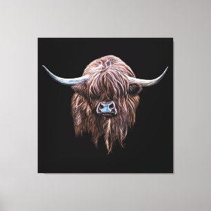 Schottische Hochlandkuh in Farbe Leinwanddruck