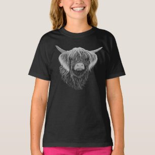 Schottische Hochlandkuh mit windgekehrtem Haar T-Shirt