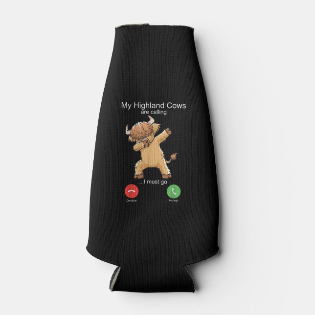 Schottische Hochlandkuh ruft Flaschenkühler (Vorderseite)
