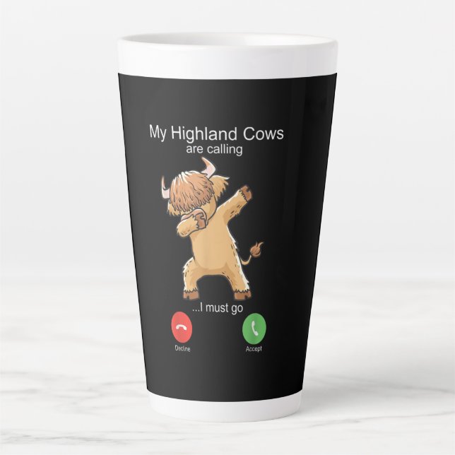 Schottische Hochlandkuh ruft Milchtasse (Vorderseite)