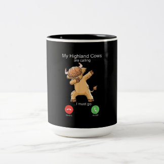 Schottische Hochlandkühe ruft Zweifarbige Tasse