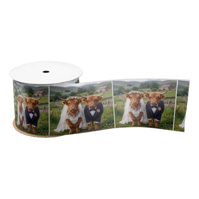Schottische Hochzeit Highland-Kühe Satinband (Spule)