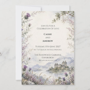 Schottische Hochzeit im Highland-Schloss mit Diste Einladung